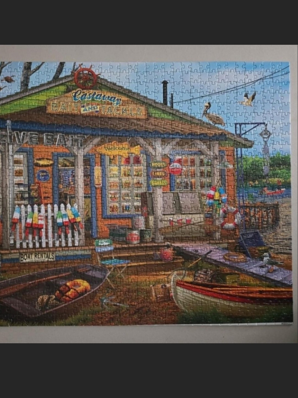 Coastal Tackle Shop Jigsaw Puzzle - Blue & Green Nautical Artwork